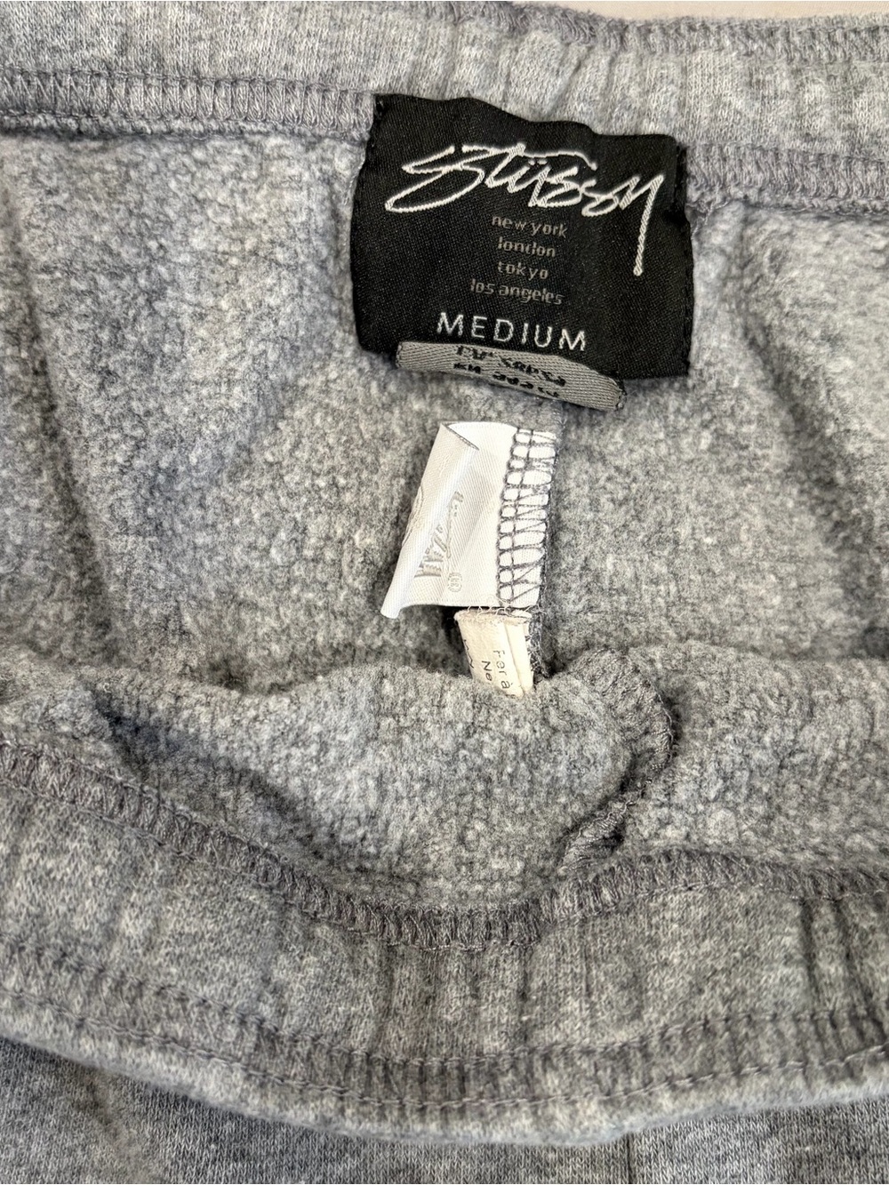Stussy Gray Fleece Track Pants - Medium
